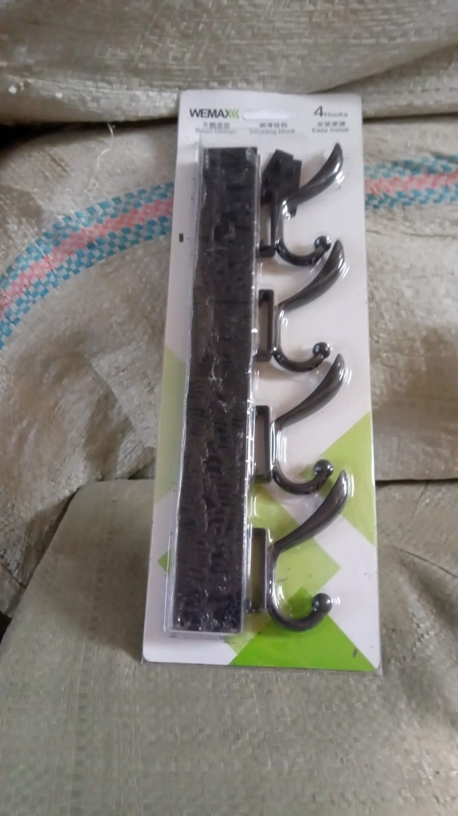 Extra Long 4-Hook Wall Coat Hanger with Eco Adhesive Extra Long 4-Hook Wall Coat Hanger with Eco Adhesive